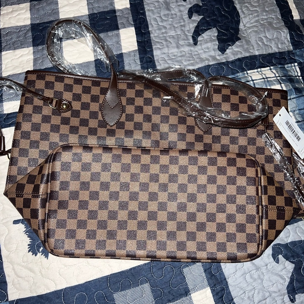 Daisy Rose Brown checkered tote bag brand new